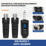 Sistema de Micrófono Inalámbrico con Adaptador UHF XLR - Recargable por USB, Compatible con Micrófonos Dinámicos, Guitarras y Sistemas de PA