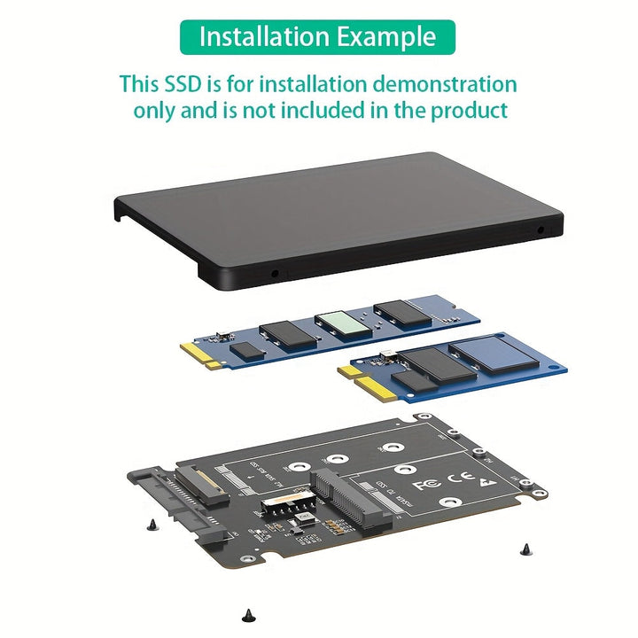 Adaptador 2 en 1 M.2 NVME Key B y mSATA SSD con carcasa de plástico - Conectado por USB SATA III 2,5, no compatible con RAID, admite M.2/SATA híbrido y almacenamiento externo, conectividad versátil, diseño moderno, construcción duradera