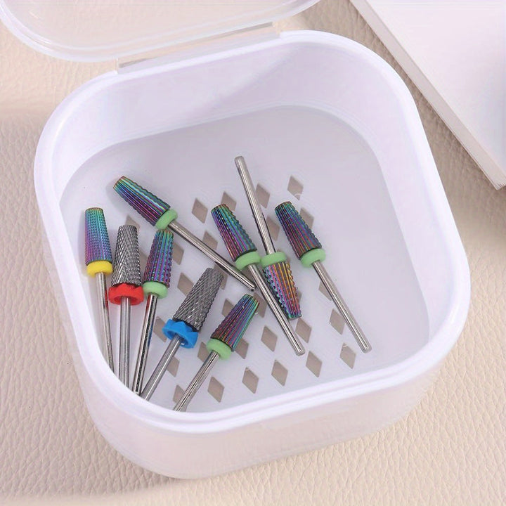 1 caja esterilizadora de herramientas para uñas - bandeja de desinfección portátil de plástico con colador para arte de uñas, brocas y accesorios - equipo de limpieza hiposensibles para pedicura y manicura, suministros de arte de uñas, tapa transparente,