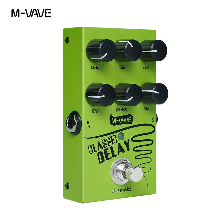 Pedal de Retardo Clásico para Guitarra Eléctrica - Pedal de Efecto Analógico Alimentado por USB con Máximo Retardo de 600ms, 6 Manijos para Control en Tiempo Real, Construcción Robusta Verde para Actuaciones En Vivo y Grabación en Estudio, Equipo de Inte