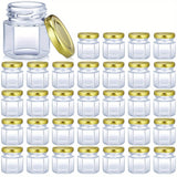 32pcs Mini Tarros de Vidrio Hexagonales con Tapas Metálicas de Rosca, Contenedores Herméticos de 1.5oz para Miel, Mermelada, Especias, Recuerdos de Boda, Manualidades DIY - Grado Alimenticio, No Necesita Electricidad