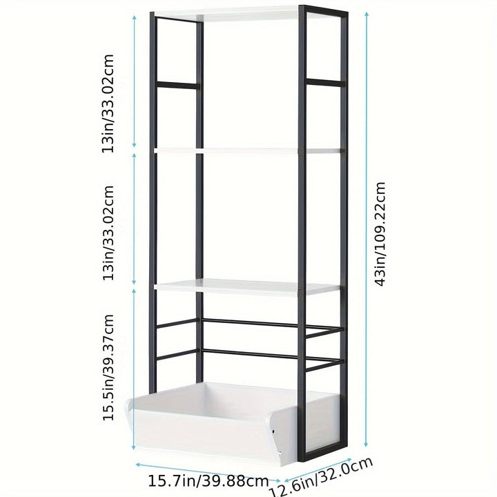 Librería de Madera Blanca Versátil de 4 Niveles & Organizador de Juguetes - Montaje Fácil, Estructura Metálica para Almacenamiento en el Hogar