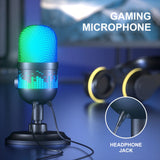 Nueva micrófono profesional USB con iluminación RGB, reducción de ruido - Ideal para transmisiones en vivo, juegos, podcasts y conferencias de video - Incluye soporte