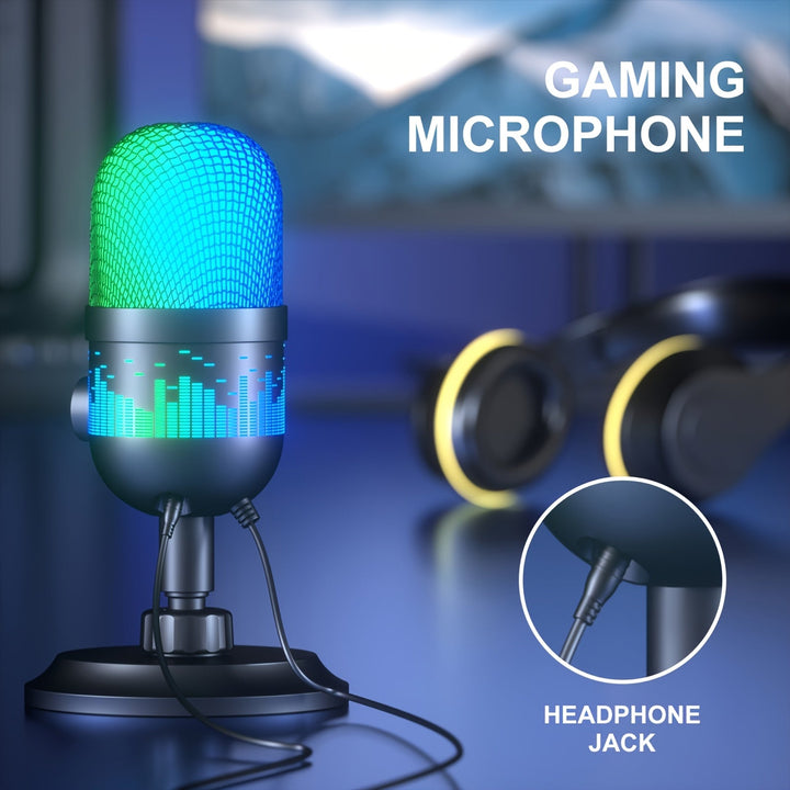 Nueva micrófono profesional USB con iluminación RGB, reducción de ruido - Ideal para transmisiones en vivo, juegos, podcasts y conferencias de video - Incluye soporte