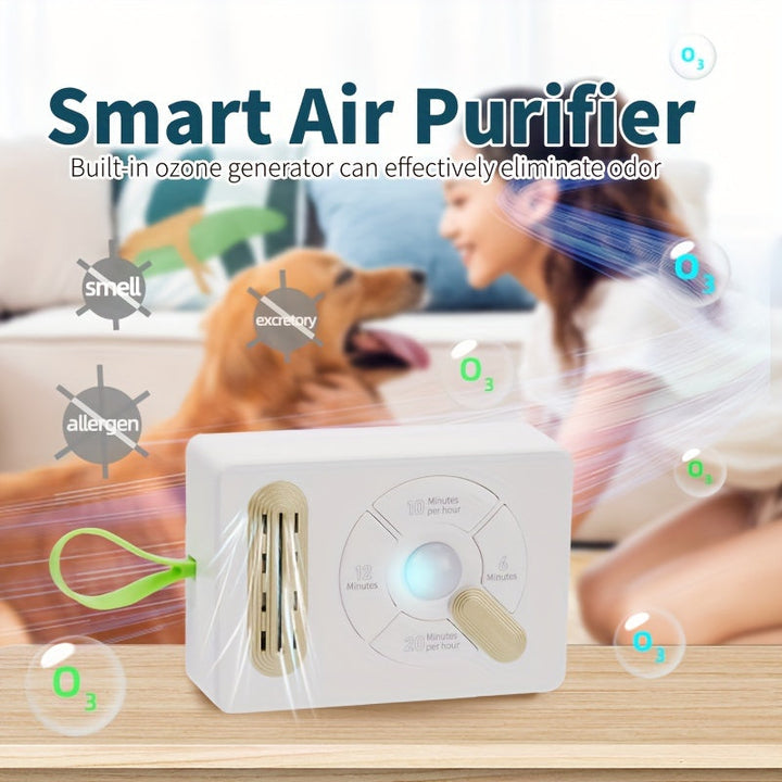 1pc Purificador de aire inteligente con generador de ozono, sensor de movimiento, varios modos de funcionamiento, alimentado por USB, baja tensión, material de plástico, ideal para áreas de mascotas y uso doméstico