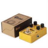 DOLAMO 1 unidad Pedal de efectos de guitarra Overdrive - Amarillo brillante y negro, aumento de bajo dual, distorsión, aumento de volumen, bucle de efectos y perillas de control, construcción metálica/ensamblada para músicos en vivo, pedal de guitarra, p