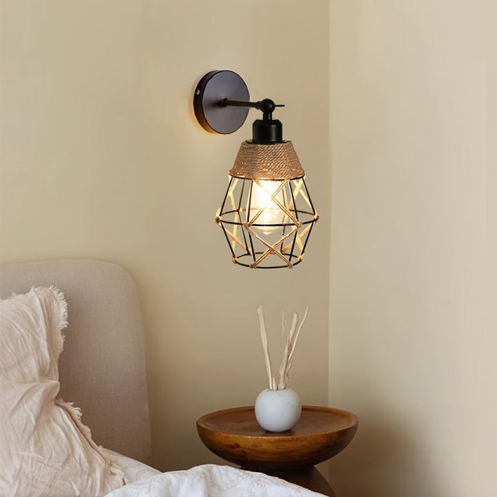 1 lámpara de pared estilo tropical retro rural, ángulo ajustable, base E27, para sala, dormitorio o pasillo (sin bombilla)