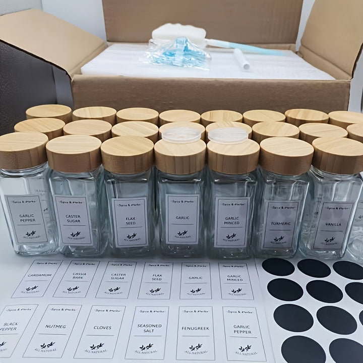 Juego de 12/6 frascos para especias de vidrio, resistentes a la humedad y al óxido, ideales para organizar condimentos en la cocina