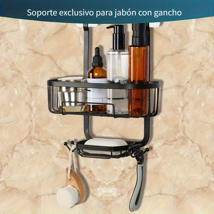 Estante De Almacenamiento Colgante Para Baño De 1 Pieza, Carrito De Ducha Montado En La Pared, Cesta De Almacenamiento De Ducha De Acero Inoxidable A Prueba De Herrumbre Con Ganchos, Accesorios De Baño