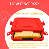 Bandera para Sándwich en Microondas – Bandeja para Hornear Tostadas Rápidas y Crispy, Antiadherente, Hierro de Grado Alimenticio, Ideal para BBQ, Salchichas, Alitas de Pollo, Filetes y Más, Rojo con Asas de Fácil Agarre, Calentamiento de Alimentos|Diseño