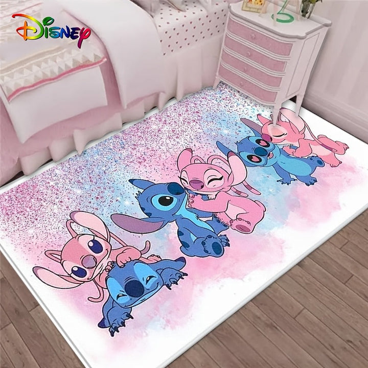 1pc Alfombra de suelo antideslizante Stitch, poliéster rectangular, lavable a máquina, perfecta para decoración de Navidad, Día de San Valentín, Pascua