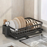 Escurridor de Platos Desmontable para Encimera, y Blanco, Ideal para Cocinas, Almacenamiento Lateral del Fregadero con Tubo de Drenaje Ajustable 360°, Esencial para Hogares Individuales o en Pareja