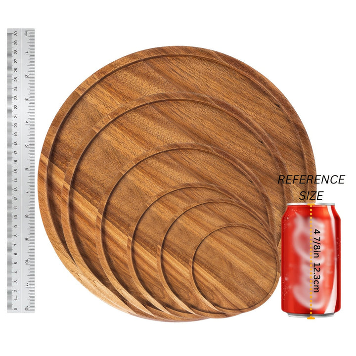 Plato De Madera De Acacia, Bandeja Redonda De Madera Para Servir Aperitivos, Frutas, Postres, Vajilla Rústica, Accesorios De Cocina Y Comedor, Decoración De Mesa