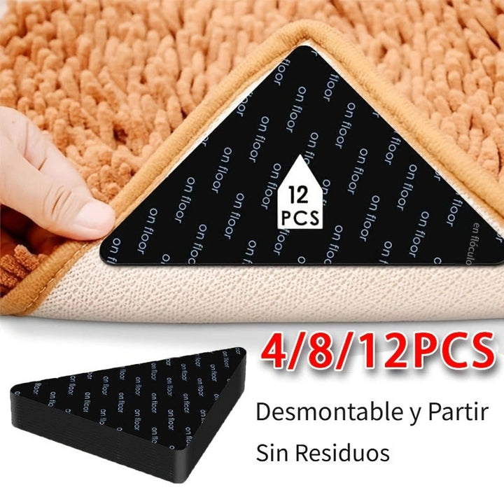 4/8/12pcs Alfombra grande lavable antideslizante adecuada para suelos de madera, cinta de alfombra lavable, alfombra adhesiva de doble cara, material PET duradero muy adecuado para accesorios de alfombra de decoración del hogar, suelos de madera y alfomb