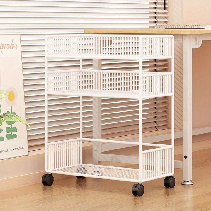 1 unidad Organizador de escritorio de metal moderno, estantería de almacenamiento abierto de varios niveles para suministros de oficina, libros, bocadillos de cocina, no requiere electricidad, construcción de metal duradera