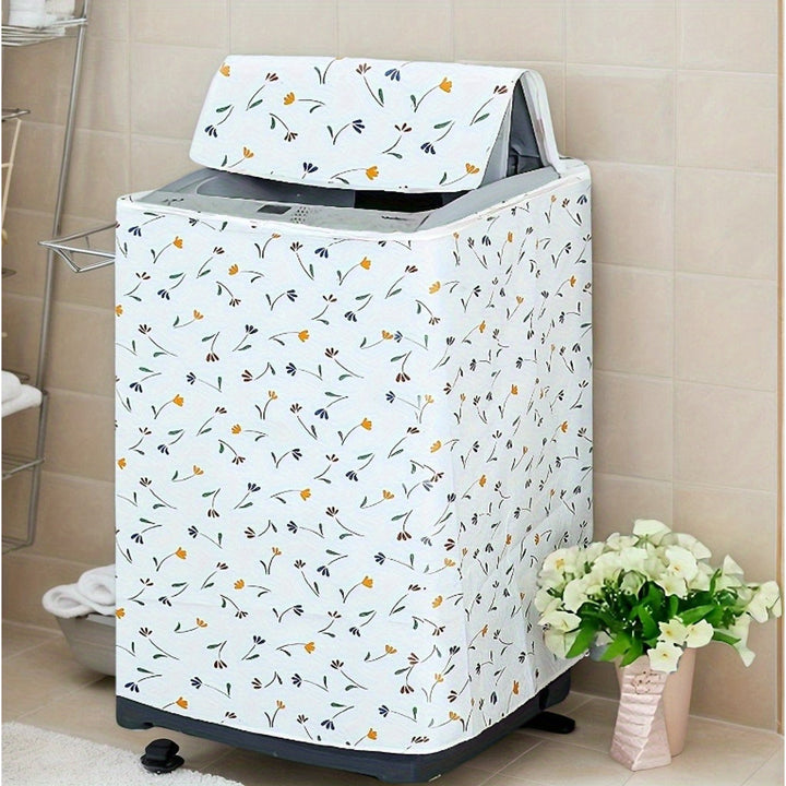 1pc Funda para Lavadora con Diseño Elegante de Campanillas y Flores Amarillas - Protector UV/Antidesvanecimiento/Polvo, Compatible con Lavadoras Frontales y Monoblocos, Tapa Lavable en Máquina de PE, Apto para la Mayoría de Lavadoras Estándar, Material D