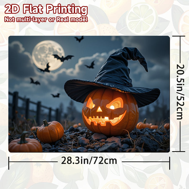 1pc Protector de Estufa para Halloween - Diseño de Sombrero de Bruja y Calabaza, Cubierta Antideslizante para Cocina/Gas/Horno - Decoración Fácil de Limpiar en Poliéster, Adorno Espeluznante para Hogar o Fiestas, Diseño 2D Plano