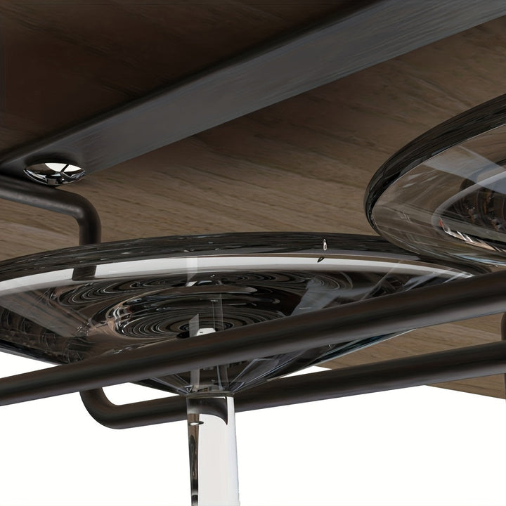 Soporte Elegante para Copas de Vino de Acero Inoxidable - Diseño Ahorra-Espacio Debajo del Estante, Agarre Seguro para Varios Cristales, Perfecto para Bar en Casa o Armario de Cocina, Estante para Vino