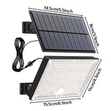1 pieza/2 piezas 400 LED luz solar exterior de pared, con sensor de movimiento, luz LED blanca fría, luz solar de inundación, luz solar de calle de alta luminosidad, panel solar más grande, fácil de instalar, super brillante, auto NO/OFF, para porche, pa