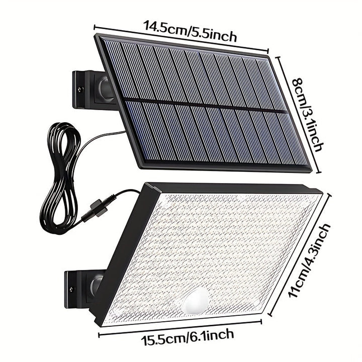 1 pieza/2 piezas 400 LED luz solar exterior de pared, con sensor de movimiento, luz LED blanca fría, luz solar de inundación, luz solar de calle de alta luminosidad, panel solar más grande, fácil de instalar, super brillante, auto NO/OFF, para porche, pa