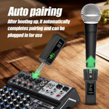 Transmisor de micrófono inalámbrico, micrófono dinámico conectado a un sistema de amplificación y recepción inalámbrico, transmisión de larga distancia de 2,4 GHz, sistema de transmisión y recepción inalámbrico, opciones de un solo/doble, adecuado para m