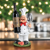 Soporte para Vino con Estatua de Chef Creativo de 1 Pieza - Decoración de Cocina en Resina con Doble Soportes para Botellas, Elegante Adorno Interior para Sala o Comedor