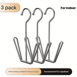 Conjunto de 3 Piezas de Estante para Secar Zapatos en Forma de U de Acero Inoxidable - A Prueba de Viento, Secado Rápido, Ahorro de Espacio con Ganchos Montados en la Pared para Uso Exterior e Interior, Ventilación Vertical para Secado, Estante de Secado