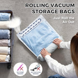 2 piezas de bolsas de almacenamiento al vacío WHATOOK para viaje, enrolladas a mano – No necesita bomba, organizador con acabado mate transparente para toallas, calcetines, ropa y más, disponibles en varios tamaños, solución de compresión para ahorrar es