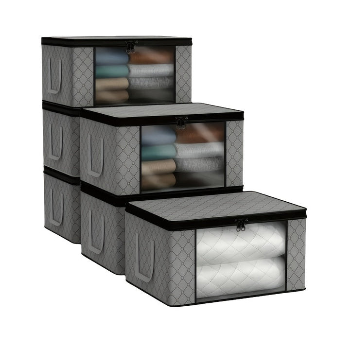 6pcs/3pcs Organizador de Equipaje, 35L con Mango Extensible - Diseño Transparente para Fácil Ordenación y Ahorro de Espacio. Caja Multiusos Ideal para el Hogar u Oficina, Mantén Tus Cosas en Su Lugar