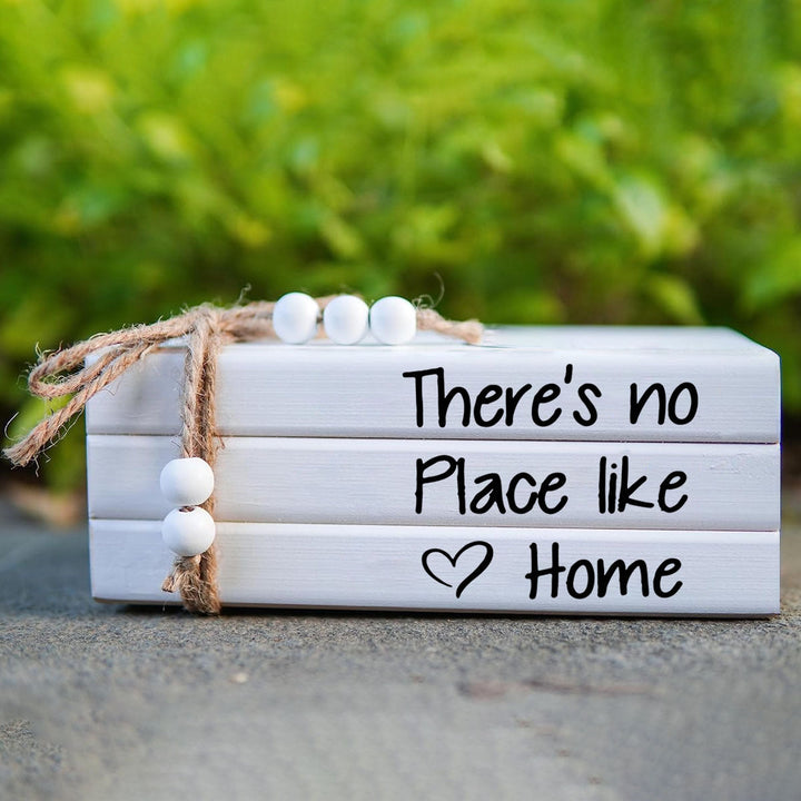 Conjunto de 3 Libros Decorativos de Madera Blancos, Apilamiento de Libros Rústicos de Granja, Libros Falsos para Estantes de Mesa de Café con Borlas de Madera, para Decoración Moderna del Hogar