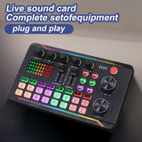 Mezclador de audio profesional con tarjeta de sonido en vivo y cambiador de voz, carga USB, ideal para podcasts, transmisiones en vivo y juegos, con interfaz de audio, efectos de mezcla DJ, alimentado por USB