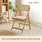 1pc Silla Plegable Roja con Respaldo de Ratán - Transpirable, Taburete de Madera Dura para Comedor y Oficina, Decoración del Hogar, Silla Plegable