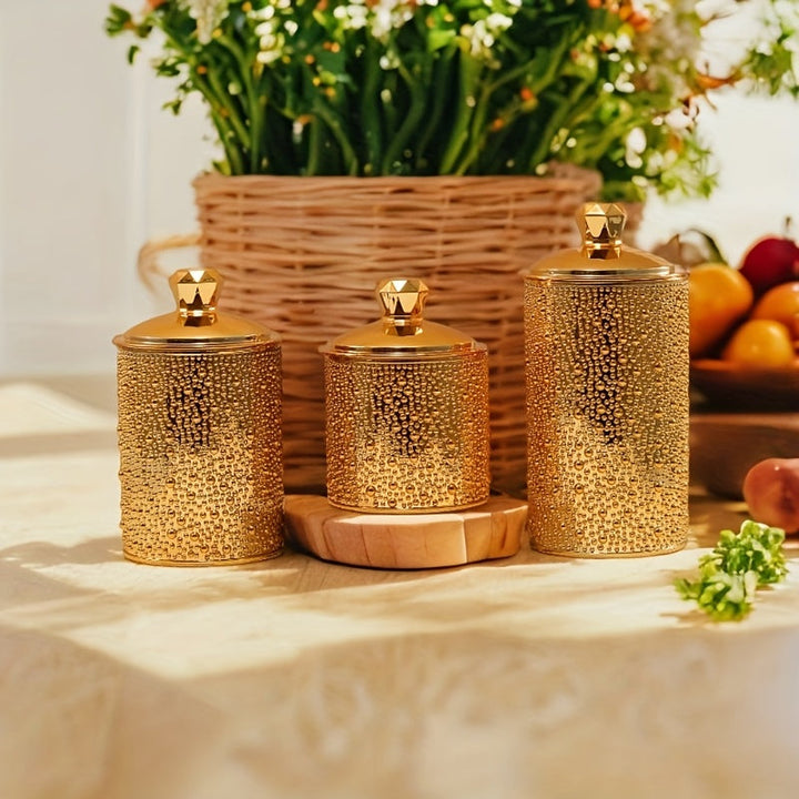 Paquete de 3 frascos de vidrio de estilo europeo de lujo, resistentes y herméticos, con cepillo de limpieza para nueces, granos, frijoles de café y especias.