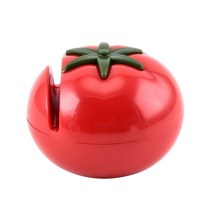Afilador Manual Portátil en Forma de Tomate - Afilado Rápido y Fácil para Cuchillos de Cocina, Diseño Compacto