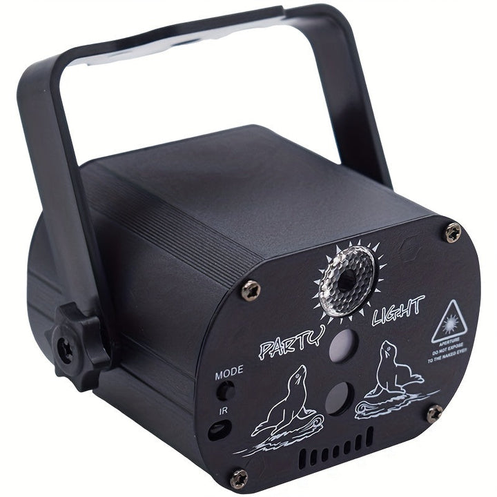 Yufeng RGB Proyector de láser activado por sonido con mando a distancia, bola de luz de aluminio negro, luz LED parpadeante alimentada por USB, para fiestas, clubes, cumpleaños, karaoke, KTV, bar, decoraciones de Navidad, Halloween