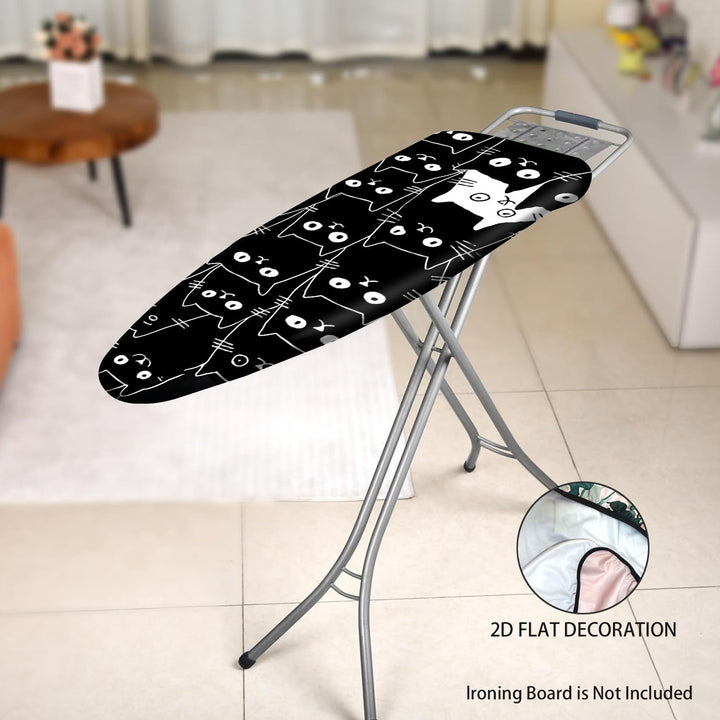 1 Funda de Tabla de Planchar de Alta Resistencia con Diseño de Gato Lindo - Tamaño Completo, Bordes Elásticos y Lavable a Máquina para Accesorios de Lavandería (Tabla no Incluida), 2D Plana