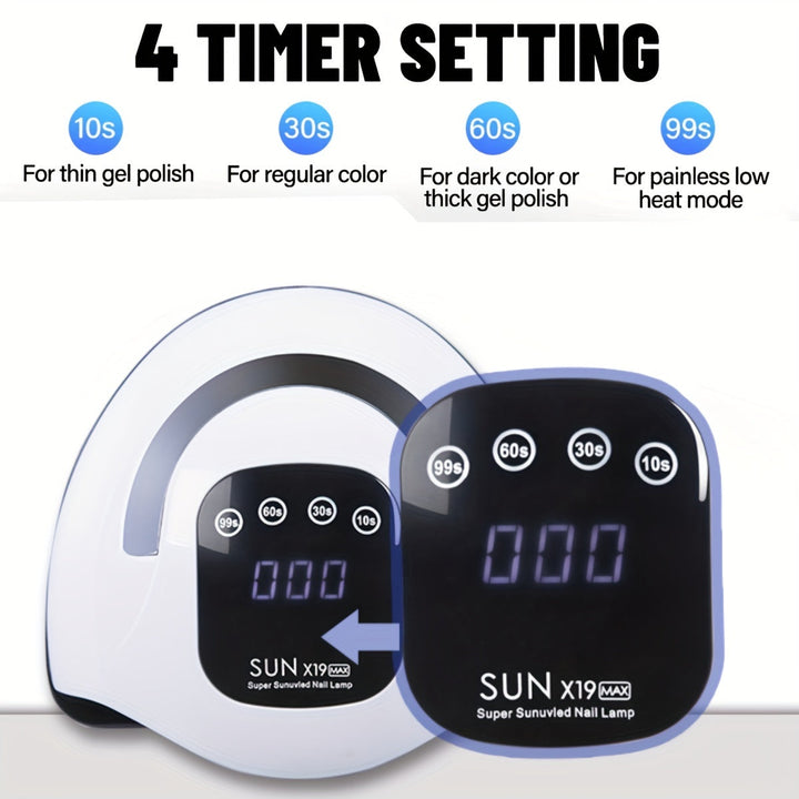 Lámpara de uñas de 72 LED, temporizador de 4 niveles, sin alcohol, secador de uñas LED de tamaño de viaje con adaptador de alimentación - Ideal para principiantes y profesionales, herramienta de arte de uñas|Lámpara de uñas moderna|Lámpara alimentada por