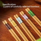5 pares/10 pares de palillos chinos de bambú natural de montaña, multicolor, antideslizantes, resistentes a altas temperaturas, reutilizables, para hogar y restaurante