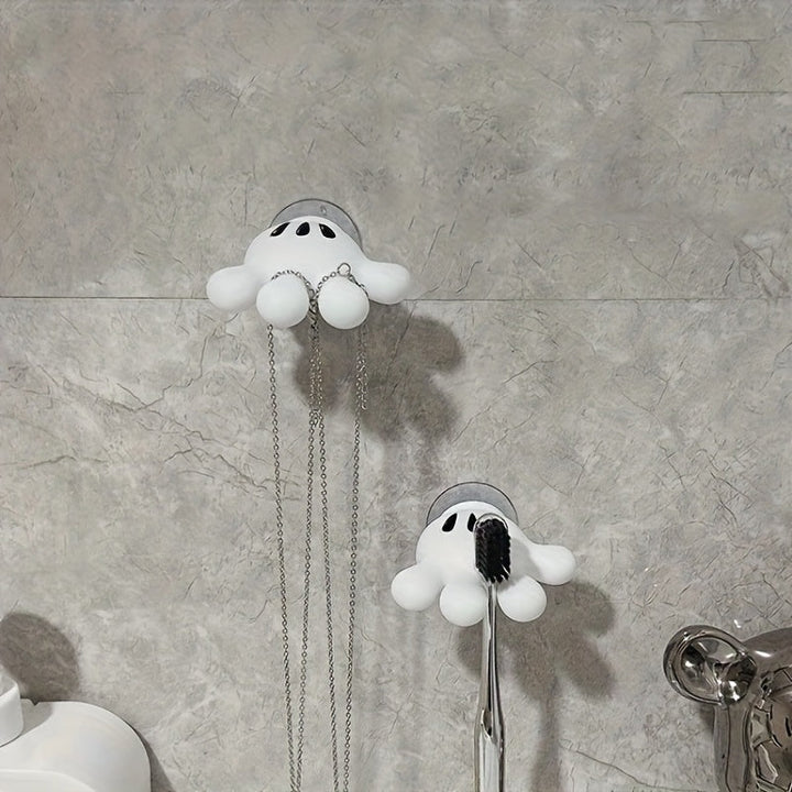 1 unidad/2 unidades de gancho para baño con personaje animado, soporte multifuncional para cepillo de dientes sin marcas y toallero con ventosa, decoración y accesorios para baño, collar para toalla, se puede colgar en la pared