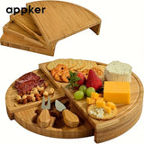 Juego de 1 tablero de queso de bambú APPKER con cuchillos, plato giratorio para charcutería y quesos, accesorios de cocina