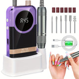 Fijas de uñas eléctricas de 45000 RPM, pulidor de esmalte de uñas inalámbrico, recargable, ruidoso bajo, para manicura, salón de belleza.