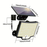 1/2pcs Luces Solares Exteriores, 106 LED 3000LM Luz de Inundación con Sensor de Movimiento y Control Remoto, Luz Solar de Seguridad LED desde el Anochecer hasta el Amanecer con Cable de 16.152 cm, IP44 Impermeable, Ideal para Exterior, Garaje