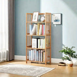 1 estante de bambú de 4 a 6 piezas - Fácil montaje, 3 tamaños disponibles, 4 o 5 niveles, caja de almacenamiento multifuncional, adecuada para hogar, oficina, sala de estudio y sala de estar - No requiere carga, estante amarillo