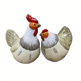 Juego de 2 figuras de gallo y gallina de cerámica artesanal, decoración de pollo, no eléctrico, para interiores y exteriores, varios tipos de habitaciones, decoración de cocina rústica, decoración para el hogar, regalo de casa nueva