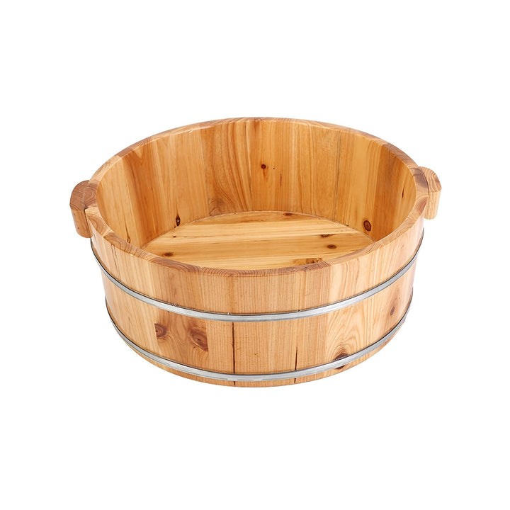 Bañera de Madera Elegante para Remojo de Pies con Soportes Metálicos - Altura de 16.0cm, Diámetro de 39.88cm | Uso Versátil para Baños de Pies Cálidos Relajantes, Lavado de Cara y Más | Experiencia de Spa en Casa Duradera, Esenciales para el Spa en Casa