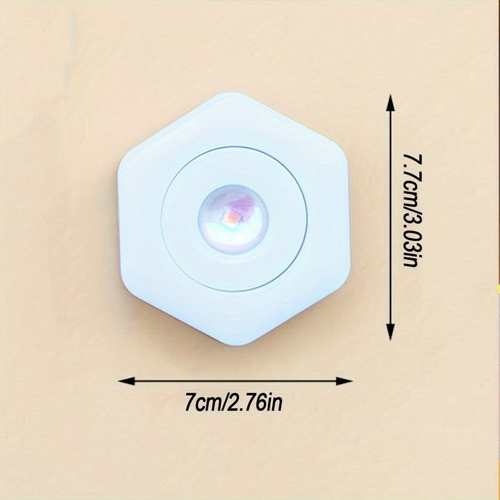 1pc Creativa Lámpara de Pared Blanca Hexagonal Ojo de Gato Proyección de Luz Roja al Atardecer, Múltiples Luces Disponibles Alimentada por 3 Pilas AA Iluminación para Armarios Lámpara de Pared Sin Batería LED Regulable Táctil Lámpara de Proyección de Ata
