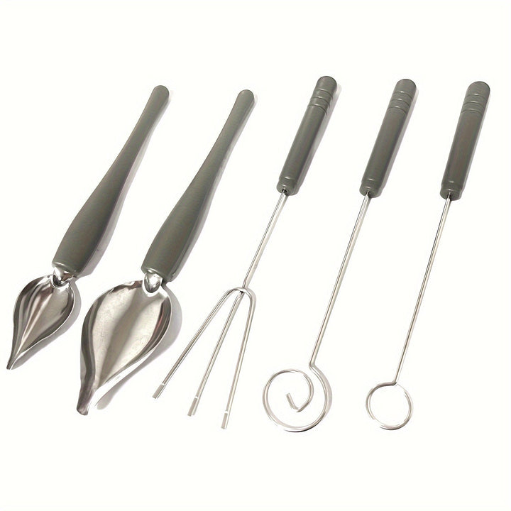 Juego de 5 piezas/2 piezas de Herramientas para Bañar Dulces, Tenedor y Cucharas para Bañar Chocolate, Cucharas Decorativas para Cocina, Lápiz de Chef para Platos Decorativos