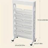 1pc Estantería Rodante de Plástico Blanca con Ruedas - Estante de Almacenamiento de Pie para Oficina, Estudio y Organización del Hogar