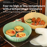 2 piezas de funda de silicona mejorada y reforzada para freidor de aire de grado alimenticio, adecuada para freidor de aire de 5-6 litros, fácil de limpiar y reutilizable, bandeja de silicona reforzada con almohadilla antideslizante.