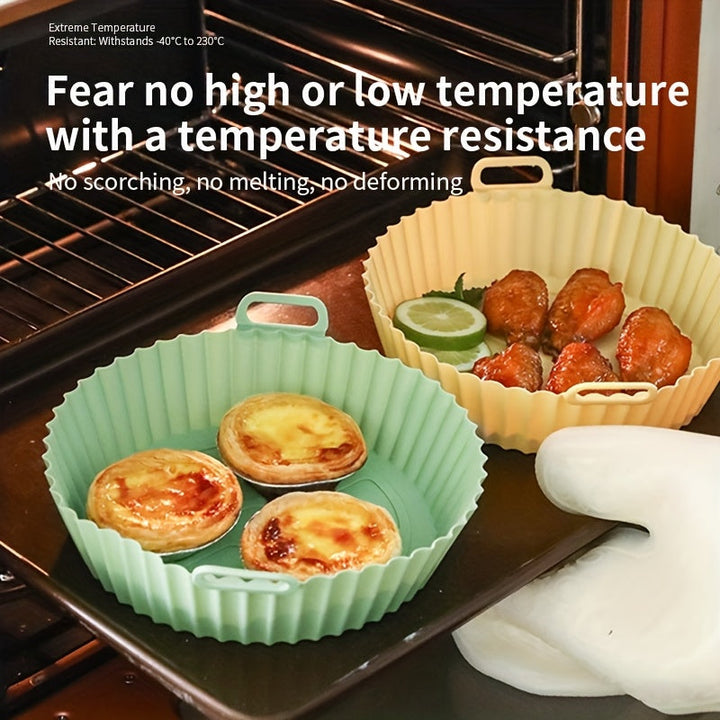 2 piezas de funda de silicona mejorada y reforzada para freidor de aire de grado alimenticio, adecuada para freidor de aire de 5-6 litros, fácil de limpiar y reutilizable, bandeja de silicona reforzada con almohadilla antideslizante.